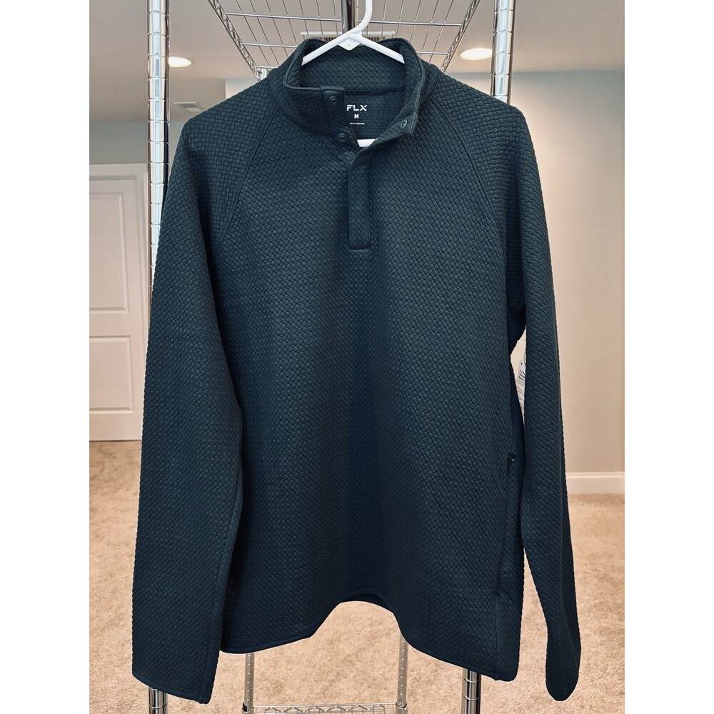 NWT FLX men’s Hunter Green Premium Textured Knit Quarter-Zip Size Medium